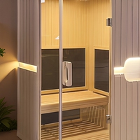Smarte 2-Personen-Infrarot-Sauna mit APP-Steuerung, Carbon-Heizung, Trockendampf, Heim-Spa zur Entspannung mit Therapielichtern und Hemlock-Holz