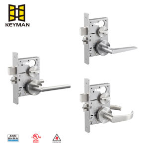 Ensemble de serrures à mortaise durables certifiées ANSI/ANSI <span class=keywords><strong>KEYMAN</strong></span> pour portes intérieures, poignée de porte de salle de bain avec bouton rotatif - Product Image 5