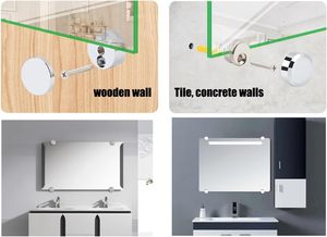 Support mural rond <span class=keywords><strong>pour</strong></span> miroirs de salle de bain avec pinces de fixation en verre flottant - Product Image 2
