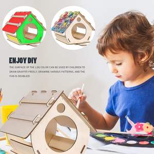 Özelleştirilebilir ahşap kuş besleyici <span class=keywords><strong>Birdhouse</strong></span> asılı DIY boyama meclisi açık hava bahçe dekorasyonu kuş kafesi evleri - Product Image 3