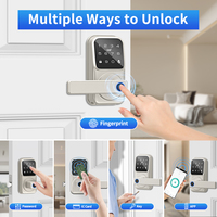 Cerradura Inteligente Tuya WiFi con Manija para Puerta, Estándar de EE. UU., Pestillo Único, Sin Llave, Antirrobo, con Contraseña, para Puertas de Madera