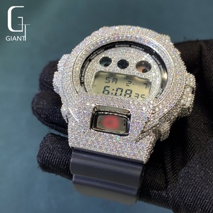 Boîtier de montre en moissanite Iced Out, <span class=keywords><strong>lunette</strong></span> DW6900, cadran diamanté, pièce de montre en argent sterling 925, moissanite VVS, passe le testeur de diamant - Product Image 5