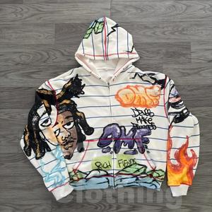 Tùy Chỉnh Đầy Đủ Đồ Họa Áo Cắt Boxy Heavyweight Quá Khổ Pháp Terry Dây Kéo Áo Tất Cả Các Hơn Dtg In Zip up Áo Unisex - Product Image 2