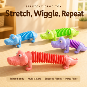 Jouet crocodile extensible à presser, jouet sensoriel anti-stress, tube pop crocodile pour enfants, cadeau de fête, jouet alligator - Product Image 5