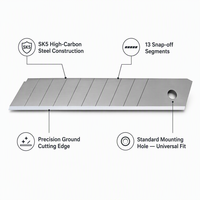 Lames de couteau utilitaire en titane à segmentement 13 segments, bord rectifié de précision, trou de montage standard, 10/50/100 pièces, OEM en vrac