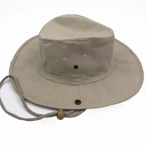 Şık özel kovboy tasarımcı kepçe şapkalar yetişkinler için dize ile ucuz pamuk safari sunhat balıkçılık şapka
