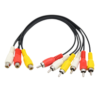Câble adaptateur audio-vidéo AV universel à prix d'usine, 3 prises RCA femelles vers 6 prises RCA mâles, pour transmission de données