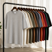 Camiseta de Algodón Grueso de 260 g/m², Lisa, para Hombre y Mujer, Uso Diario, Hombros Ligeramente Caídos, Cuello Redondo, Tacto Suave y Duradero