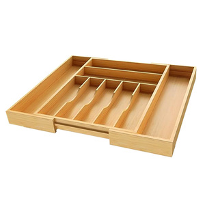 Organisateur de tiroir extensible en bambou réglable pour couverts de <span class=keywords><strong>cuisine</strong></span>, <span class=keywords><strong>couteaux</strong></span>, argenterie et papeterie - Product Image 2
