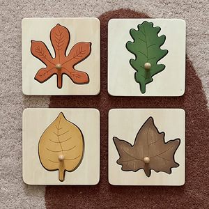 Juego de rompecabezas de hojas Montessori - Juguete educativo de madera con forma de hoja para niños pequeños - Product Image 4