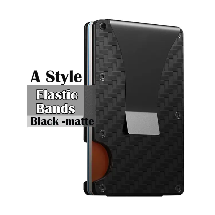 Portafoglio in metallo minimalista per gli uomini-sottile in alluminio metallo fermasoldi portafoglio in fibra di carbonio porta carte RFID blocco Clip per contanti