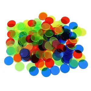 100個のプラスチックポーカーチップ楽しいファミリークラブカーニバルビンゴゲーム用19mmビンゴマーカー6色