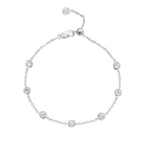<span class=keywords><strong>Bracciale</strong></span> in <span class=keywords><strong>Argento</strong></span> S925 con Zirconi, Regalo per Donne, Braccialetti Regolabili con Fiore in Zirconia per Ragazze - Product Image 1