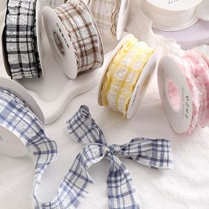 Ruban en satin élastique fait main en lin froissé à carreaux de 2,5 cm pour emballage de gâteaux de pré-mariage, provenant de Chine - Product Image 3