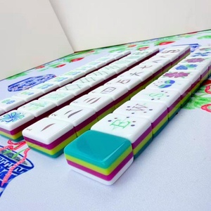Fichas de Mahjong Estilo Americano Pintadas a Mano con Diseño Artístico Azul Pavo Real de Lujo para Fiestas de Alta Gama - Product Image 2