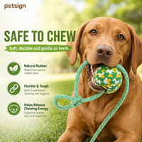 Balle pour chien classique en plastique camouflage avec corde, jouet à mâcher résistant et lumineux pour mâcheurs agressifs, biodégradable et écologique