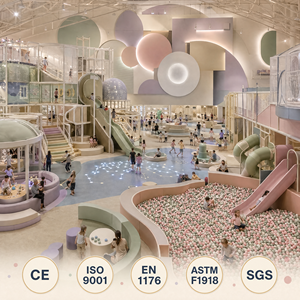 Parque Infantil Interior Minimalista Morandi |   Diseño Inmersivo de Arte y Ciencia con Piscina de Pelotas, Toboganes, Piso Estrellado y Zona de Juego Digital - Product Image 1