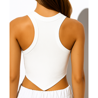Débardeur Court Côtelé en Maille de Coton Blanc Uni Sans Manches de Haute Qualité avec Logo Personnalisé OEM pour Femme