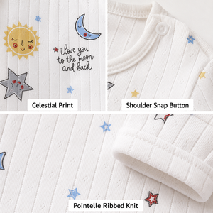 Set <span class=keywords><strong>Pigiama</strong></span> Boutique per Neonato Maschio, Maniche Lunghe, Collo Tondo, Bottoni sulle Spalle, Pantaloni con Stampa Celestiale, Abbigliamento da Notte per Bambini all'Ingrosso - Product Image 4