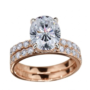 Luxury 3ct 5ct Filled Oval Cut Lab Grown Diamond Halo Side Stones Pav IGI Certified Solid 18K Gold Engagement <b>Ring</b> - Product Image 3