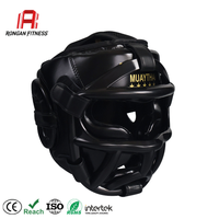 Casque de boxe personnalisé en cuir PU avec logo, protection de tête et visage pour l'entraînement MMA, Muay Thai, Kickboxing – Vente en gros