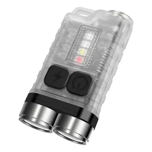 BORUiT V3 Linterna Dual LED 900 Lumen Flash LED de alta potencia Multicolor Tipo C Antorcha de mano Llavero Linterna Mini con imán