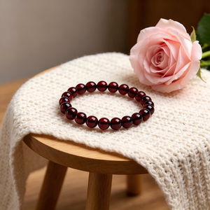 Bracelet <span class=keywords><strong>en</strong></span> perles d'<span class=keywords><strong>ambre</strong></span> rouge sang naturel de 6-8 mm, bijou tendance pour femme, idéal pour le quotidien, les fêtes et les rendez-vous - Product Image 2