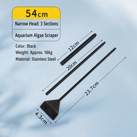 Grattoir à algues pour aquarium en acier inoxydable, 2-3 sections, manche long, nettoyeur de verre pour aquarium, lame remplaçable, outil de nettoyage, 54 cm