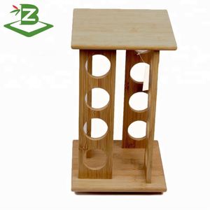 Organisateur de rangement rotatif pour épices en bambou, carrousel à épices Lazy Susan pour comptoir avec 16 bocaux - Product Image 4