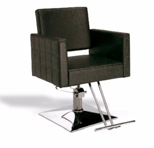 Silla de Estilismo de Cuero Negro de Lujo con Base Cromada para Salón de Belleza - Product Image 2
