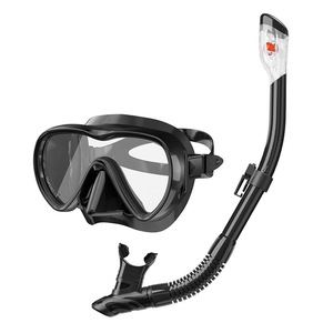 Taucherbrille mit Atemschlauch-Set, großem Rahmen und integrierten Silikon-Spiegelgläsern für Erwachsene, Männer und Frauen zum Schnorcheln - Product Image 1