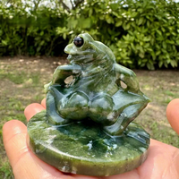 Figurine décorative de grenouille orientée vers l'arrière en cristal naturel poli, best-seller, objet de collection culturelle