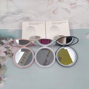 Mini miroir de maquillage circulaire LED lumineux portable pliable avec lumière, petit miroir cosmétique et pince à cils - Product Image 5