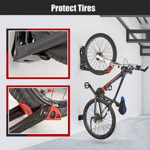 Cintre de <span class=keywords><strong>porte</strong></span>-vélo <span class=keywords><strong>mural</strong></span> robuste avec conception pivotante Support de rangement de vélo <span class=keywords><strong>vertical</strong></span> peu encombrant pour garage et maison - Product Image 2