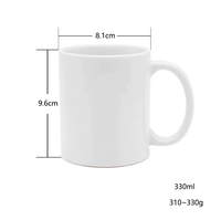 Tazas de Café de Porcelana de 11 oz para Sublimación, Recubrimiento Ecológico, Apto para Alimentos, Apto para Microondas, Personalizables, Blancas, Precio de Fábrica Económico