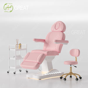 Juego de mesa y silla de masaje con luces LED de control de pie de 4 motores de lujo moderno cama de salón de belleza facial ajustable eléctrica - Product Image 4