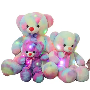 Venta al por mayor 40 60 80 100 120CM luz LED color del arco iris peluche oso de peluche peluches suaves juguetes de animales de peluche para el día de San Valentín