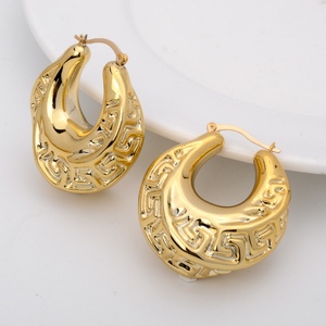 Aretes de Aro Grandes, Clásicos, Geométricos, de Latón, Estilo Vintage, para Novia, de Lujo, Chapados en Oro de 14K, con Gancho - Product Image 6