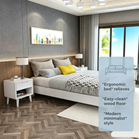 Meubles modernes en bois massif, lit moelleux Queen Tatami, style japonais avec rangement