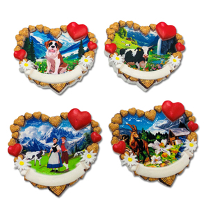 Aimant de réfrigérateur de cadeau de souvenir de Suisse française de <span class=keywords><strong>montagnes</strong></span> de <span class=keywords><strong>Alpes</strong></span> suisses d'impression de résine de logo personnalisé - Product Image 3