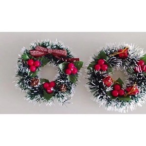 Hot Selling <b>Christmas</b> Decorations 12cm <b>Christmas</b> Rattan Wreath <b>Christmas</b> <b>Tree</b> Pendant <b>Mini</b> Wreath for Festival Party Ornament - Product Image 5