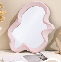 Miroir de table pliable mural moderne et créatif en plastique, miroirs décoratifs, bordure ondulée irrégulière, blanc, chambre à coucher, salon