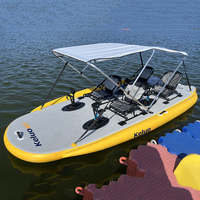 Bateau à pédales gonflable à quatre places avec auvent, contrôlé électriquement, élargi
