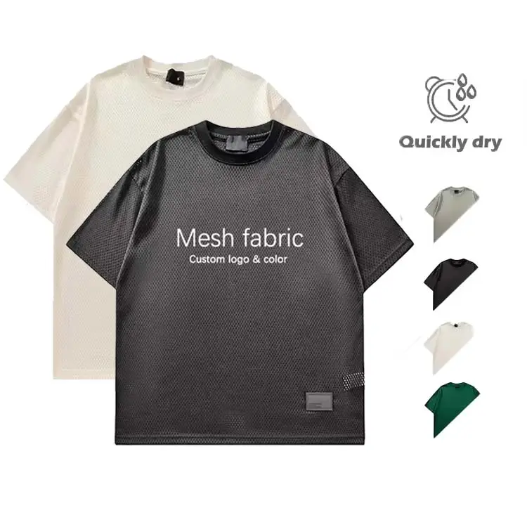 Magliette estive in mesh traspirante all'ingrosso da uomo a rete larga per il fitness t-shirt da corsa rapida