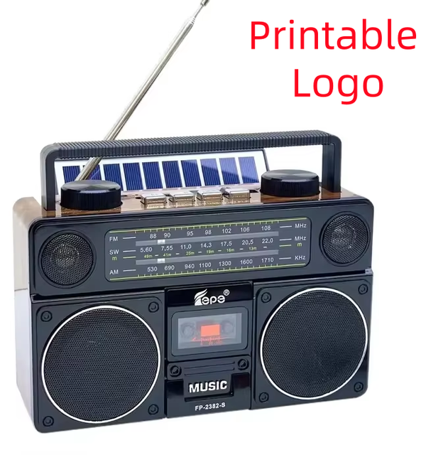 Factory Solar Powered Boombox Cassette Player Multi-band Radio with Wireless Connection Portable Audio Device Plastic Housing