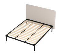 Cadre de lit à lattes rembourré en gros avec tête de lit, plateforme de lit en tissu personnalisée OEM, usine pour hôtels et détaillants