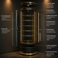 Matt-Schwarzer Goldener Eck-Brillenpräsentationsschrank Gebogenes Glas LED-Regal Optische Einzelhandels-Vitrine