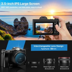 Professional 48MP 5K WIFI <b>Digital</b> <b>Video</b> <b>Camera</b> 3.5 Inch Screen 16x Card Face Detection Stabilization - Product Image 2