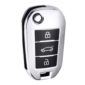 Huanyue Car Key Cover Tpu Protective Case For Peugeot 508 Dongfeng Citroen C4 Black Vinyl <b>Model</b> - Product Image 2
