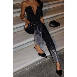 Pantalon noir Peta scintillant, robes de soirée élégantes - Product Image 5